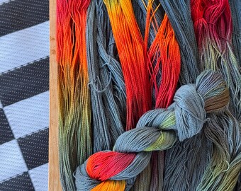 Fire and Ash Hand-Dyed DK Cotton Variegated Yarn