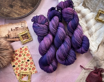 Plum Harvest Hand-Dyed Merino Wool Yarn: Earthy Purple Tonal Skein