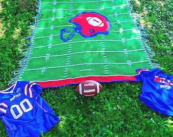 Football Throw Mosaic Crochet Pattern: Team Colors Blanket (PDF Pattern)