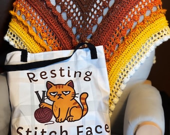 Bolsa para projeto de tricô com ponto de descanso: presente engraçado de gato