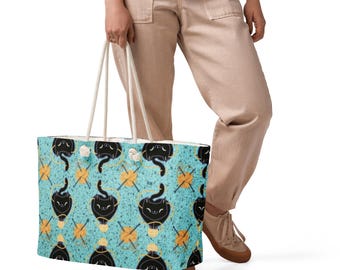 Bolsa grande para projetos de lã: crochê, tricô - 24x13x5,5