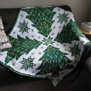 Evergreen Dreams PATTERN ONLY, Overlay Mosaic crochet pattern, Christmas tree blanket, winter throw, Holiday bedspread, beginner friendly
