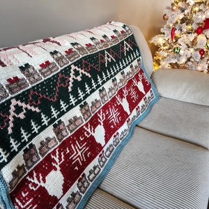 Christmas Wishes Overlay Mosaic Crochet PATTERN ONLY, holiday crochet throw, Christmas blanket, crochet deer, winter crochet pattern