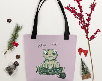 Crochet Project Bag, Ribbit, Funny crochet gift, gift for crocheters, crochet bag, frogging, gift for mom