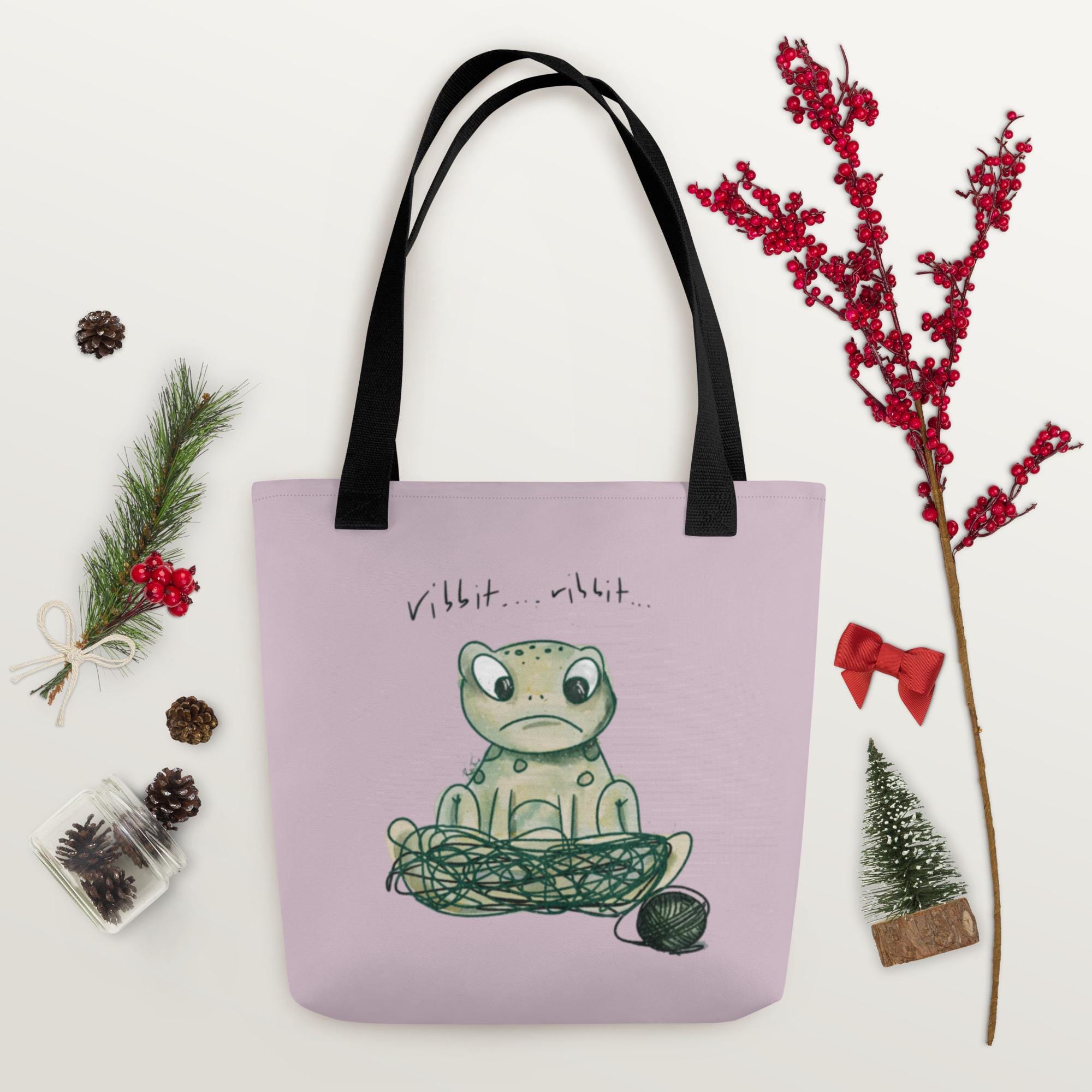 Gehäkelte Projekttasche, Ribbit, Häkeltasche, Geschenk für Häkelfans, Häkeltasche, Häkeltasche, Häkelgeschenk für Mama