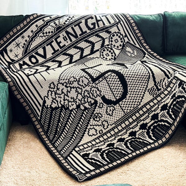 Movie Night Mosaic Crochet Blanket PATTERN: Beginner-Friendly (PDF Download)