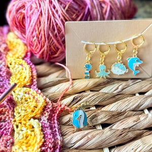 Ocean Stitch Markers: Nautical Knitting Crochet Accessories, Set of 5