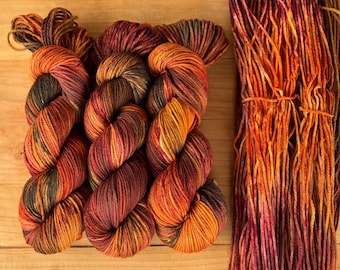 Autumn Reverie Hand-Dyed Merino Wool Yarn: Fall Colors, Worsted Weight