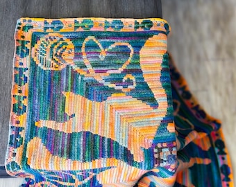Around May Mosaic Crochet Cat Blanket Pattern: Center Out (PDF Pattern)