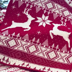 Patroon kerstvreugdemozaïek gehaakte deken (pdf-download)