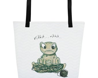 Ultimate Crochet Project Bag, Ribbit, Funny crochet gift, gift for crocheters, crochet bag, frogging, gift for mom