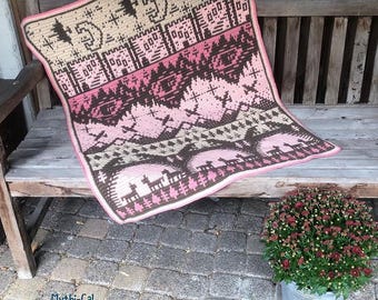 MythiCAL Overlay Mosaic Crochet Blanket Pattern; Unicorns and Dragons, Crochet Throw, Beginner Friendly