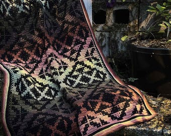Schema all'uncinetto con mosaico di citrino: coperta geometrica, adatta ai principianti (download PDF)