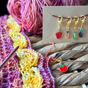 Marcadores de punto de cosecha, juego de 5, accesorio de otoño, artículos para tejer, para crochet, regalo para crocheters, regalo para tejedores, porta hilo