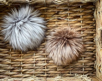 Faux Fur PomPoms - 8 inch, 7 inch, 6 inch, Made to Order, luxury poms, tie on, snap on, plush pom pom, silky soft, xlarge large medium