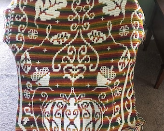 Fall Folk Overlay Mosaic Crochet Blanket Pattern