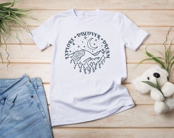 Explore, Discover Dream Baby Jersey Short Sleeve Tee| baby advernture shirt| toddler adventure shirt| baby mountain shirt