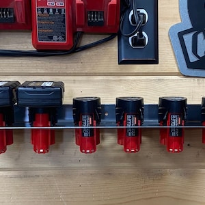 Milwaukee M12 - 6 Battery Holder / Charging Station / Organizer / Rack / Hanger/ Steel