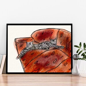 Cozy Cats Watercolor Illustration