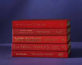 Red Decorative Books: Curated Bookshelf Filler, Home Decor