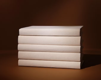 Beige Fabric Covered Books: Upcycled Neutral Home Decor
