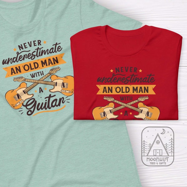 Never Underestimate an Old Man With a Guitar Shirt - Etsy