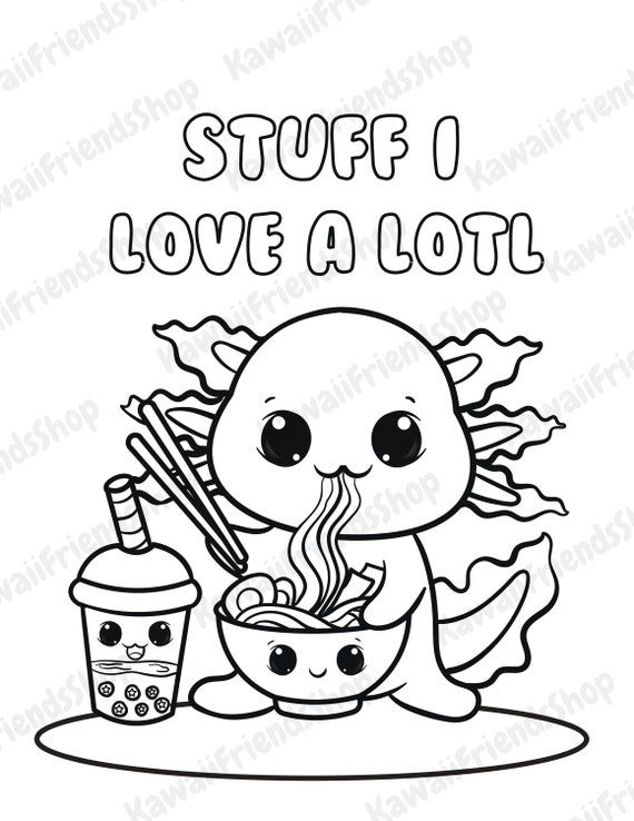 Printable Coloring Page Stuff I Love A Lotl Kawaii Coloring Etsy