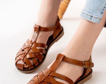 Fisherman Sandals Women, Barefoot Leather Sandal, Minimalist Greek Sandal, Gift for Her,