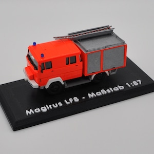 LF 8 Magirus 1:87 Fire fighting group vehicle fire engine fire brigade H0 HO Model structure 3D printing Small series model making