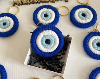Evil Eye Keychain, Macrame Evil Eye Keychain , Evil Eye Keyring, Gift for Women & Men, Lucky Evil Eye Keyring, Greek Wedding Favors