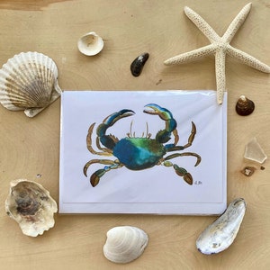 Blue Crab 5x7 All Occasion Card en blanco en el interior