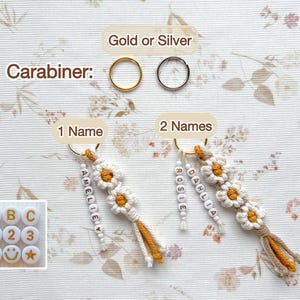 Schlüsselanhänger Gänseblümchen mit Namen Makramee Blume Schlüsselanhänger Geschenk für Frauen Personalisiert Sonnenblume Taschenanhänger image 3
