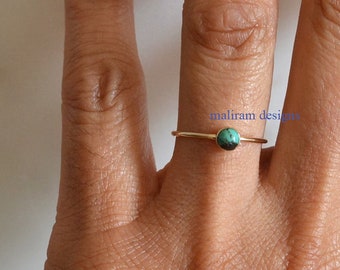 Gold Vermeil Turquoise Sterling Silver Ring, Boho Stacking Jewelry