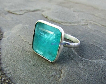 Handmade Sterling Silver Paraiba Tourmaline Ring: Boho Hippie Jewelry
