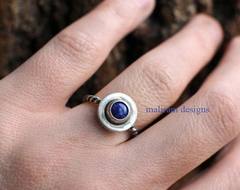 Handmade Lapis Lazuli Ring: Sterling Silver Boho Gemstone