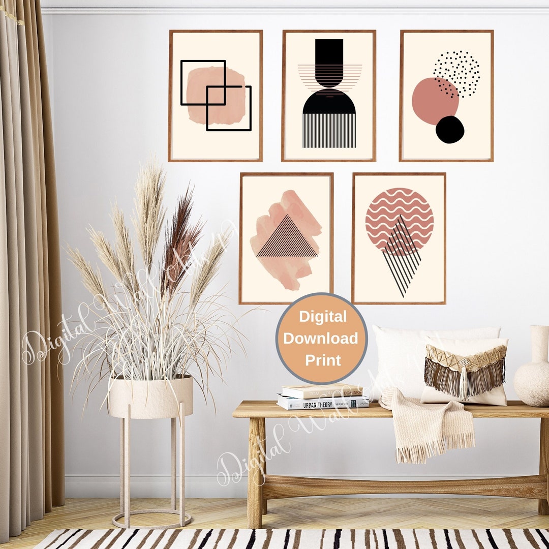 Mid Century Modern Wall Art, Set of 5 Prints, Wall Art Set of 5 ...