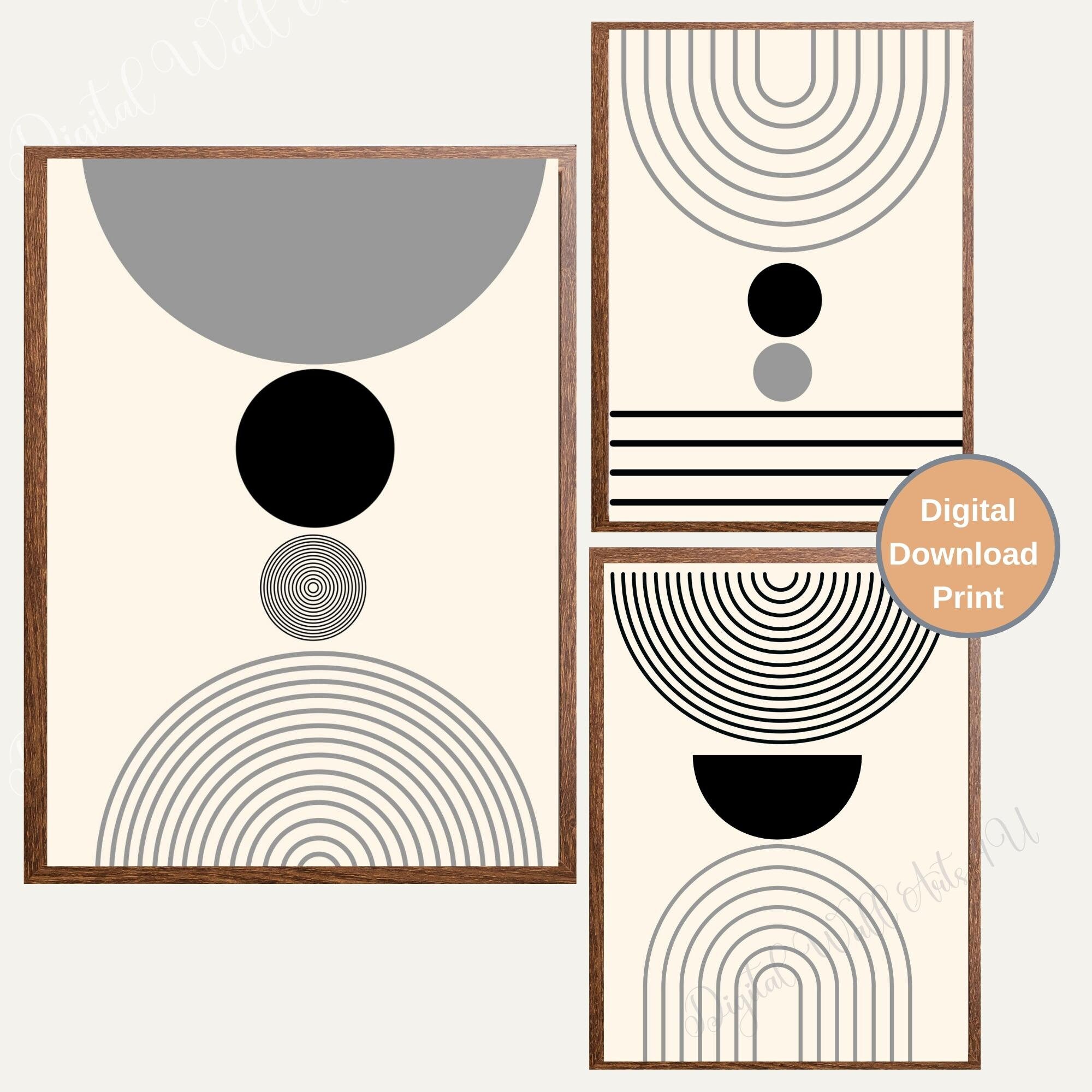 Mid Century Modern Wall Art Set of 3 Digital Downloadable - Etsy