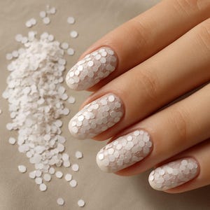 Paillettes blanches opaques hexagonales • Format pro 3HEX • Nail Art, Résine, Slime, DIY • Sachets de 5g à 1kg