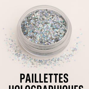 Compra 1 y llévate 1 gratis: Hexa holográfica plateada con purpurina ultrabrillante 025. Slime, resina, decoración de uñas, bricolaje, maquillaje, velas.