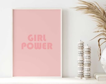 Impressão de poder feminino, arte de parede de poder feminino menina, pôster de poder, pôster Grl Pwr, arte de parede moderna, arte de parede, arte de parede imprimível, pôster de poder feminino