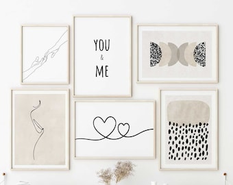 Beige Wall Art Set, Beige Gallery Wall, Beige Print Set, Set van 6 afdrukbaar, Neutraal, Bundel, Beige Esthetische Collage, Scandinavische print