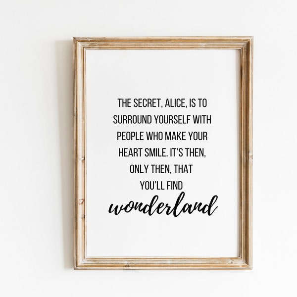 The Secret Quote, Mad Hatter, Alice In Wonderland Wall Printable, Wonderland Print, Home Decor, Wall Art, Inspirational Quote, Lewis Carroll