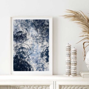 Navy blue Printable Wall Art, Abstract Blue Wall Art Print, Oil Painting Printable, Blue Abstract Print, Beige print, Blue Bedroom decor