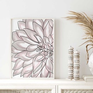 Pink Flower print, Pink Peony Print, Blush Pink Wall Art, Floral Printable Wall Art, Blush Pink Nursery Decor Pastel Pink Poster Pink Flower