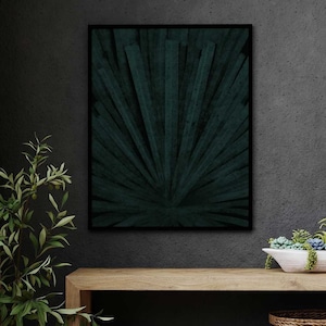 Smaragdgroene muurkunst, donkergroene abstracte kunst, donkergroene muurkunst, bladprint. Botanische kunst aan de muur, groene muur decor, groen afdrukbaar