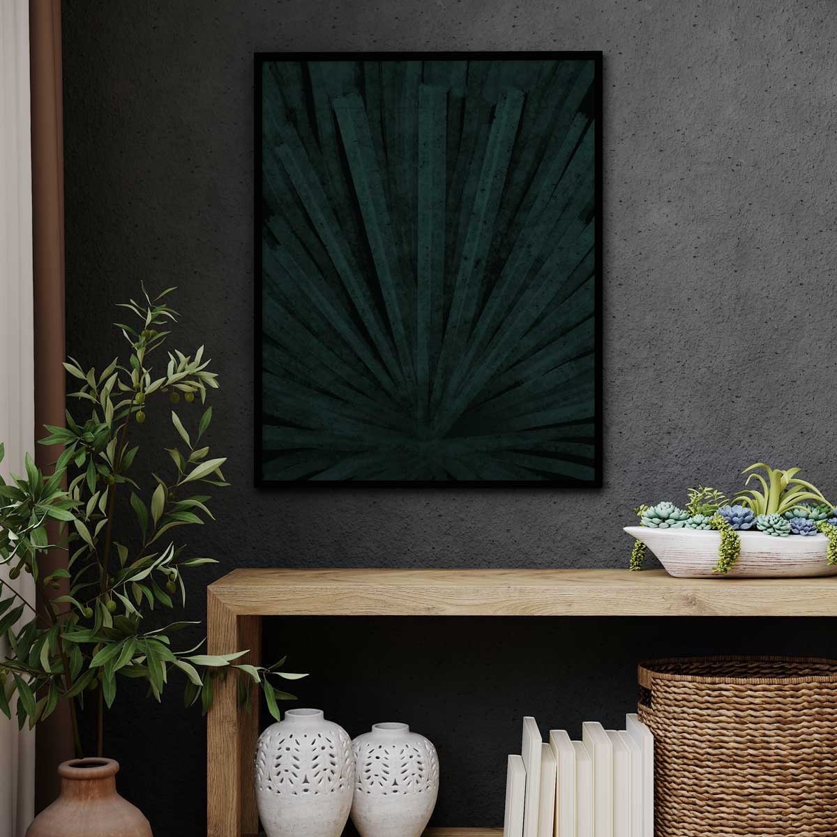 Emerald Green Wall Art, Dark Green Abstract Art, Dark Green Wall Art