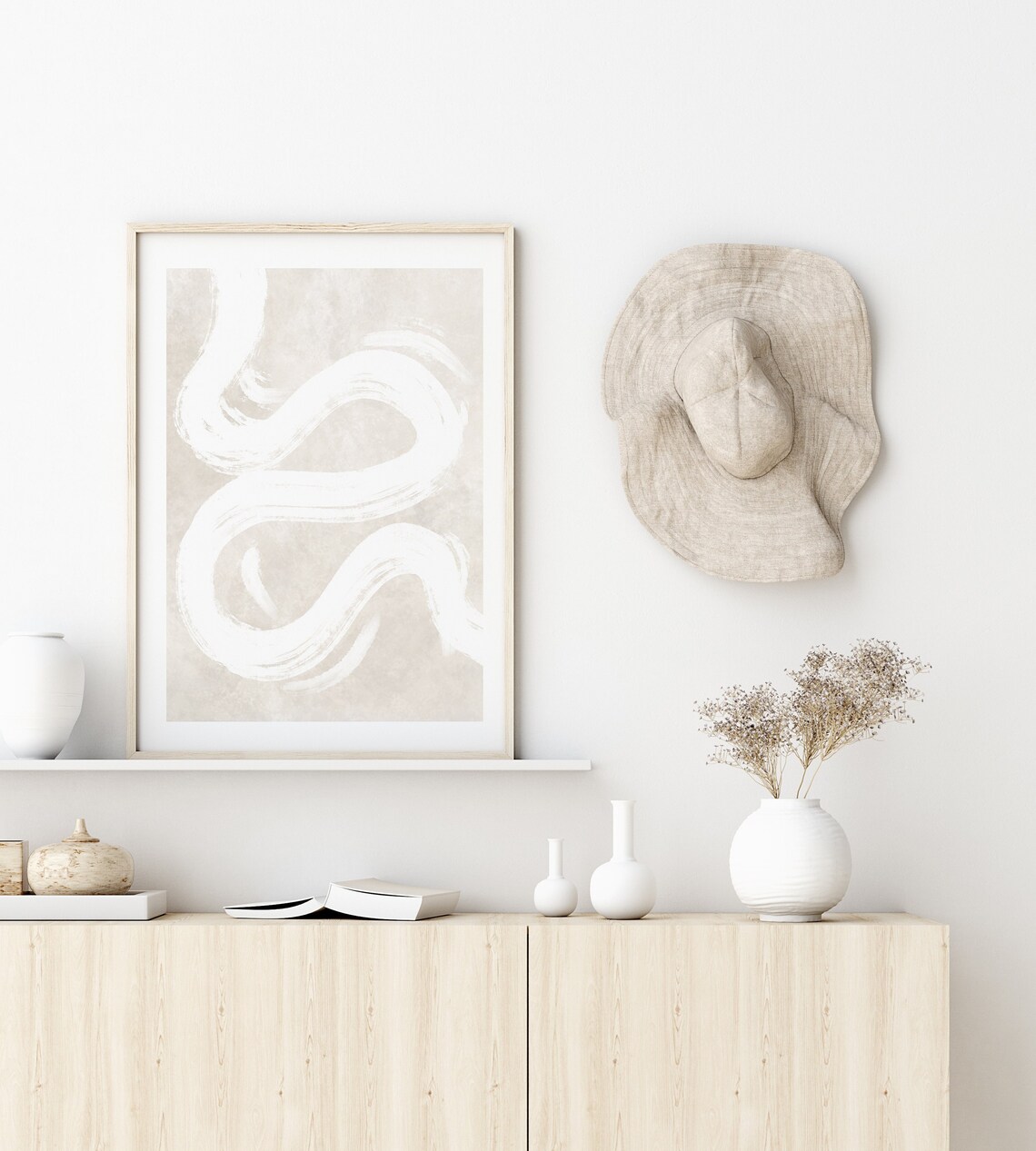 Beige Printable Wall Art, Abstract Beige Wall Art Print, Boho Printable