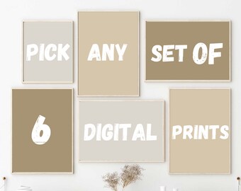 Pick Your Own 6 Prints, Pick Any 6 Prints, Custom Gallery Wall, Personalized Print set of 6, Digital Art, Custom Printable Art Housewarming