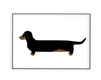 Dachshund print, sausage dog, dog illustration, dog poster, Printable dogs, Sausage dog gift, sausage dog poster, dog wall art, dog print
