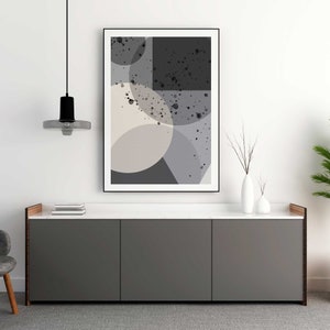 Greige Simple Abstract Wall Art, Neutral Nordic Prints Simple Abstract Art Minimalist Brush Strokes Modern Abstract Art Grey and Beige Print